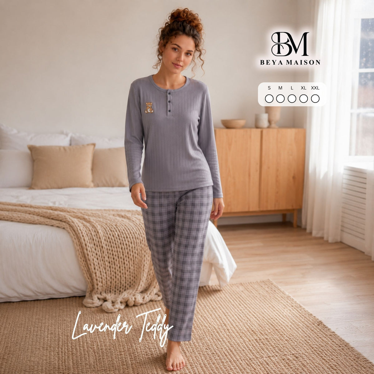 Cozy Teddy Plaid Pajama Set 🧸🤍