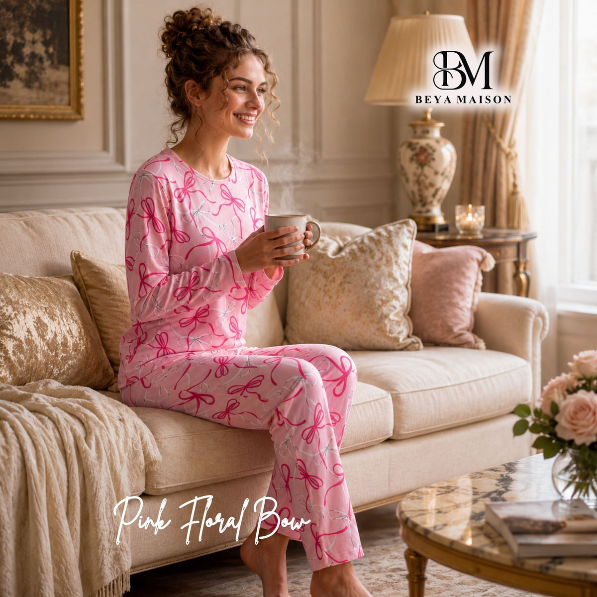 Pink Floral Bow Pajama Set 🌸🩷