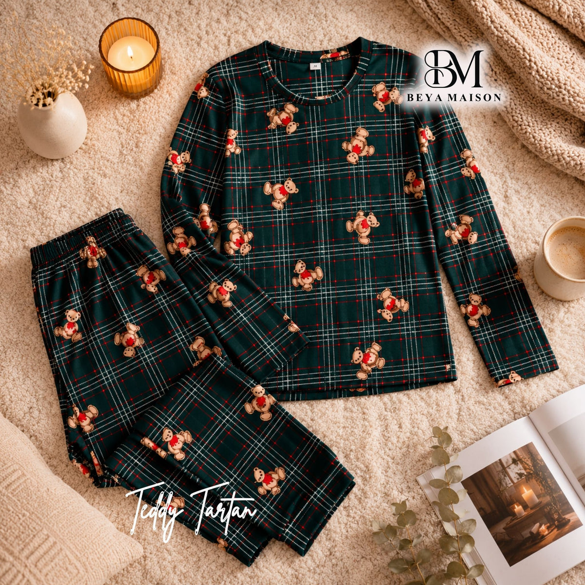 Emerald Teddy Bear Pajama Set 🧸💚