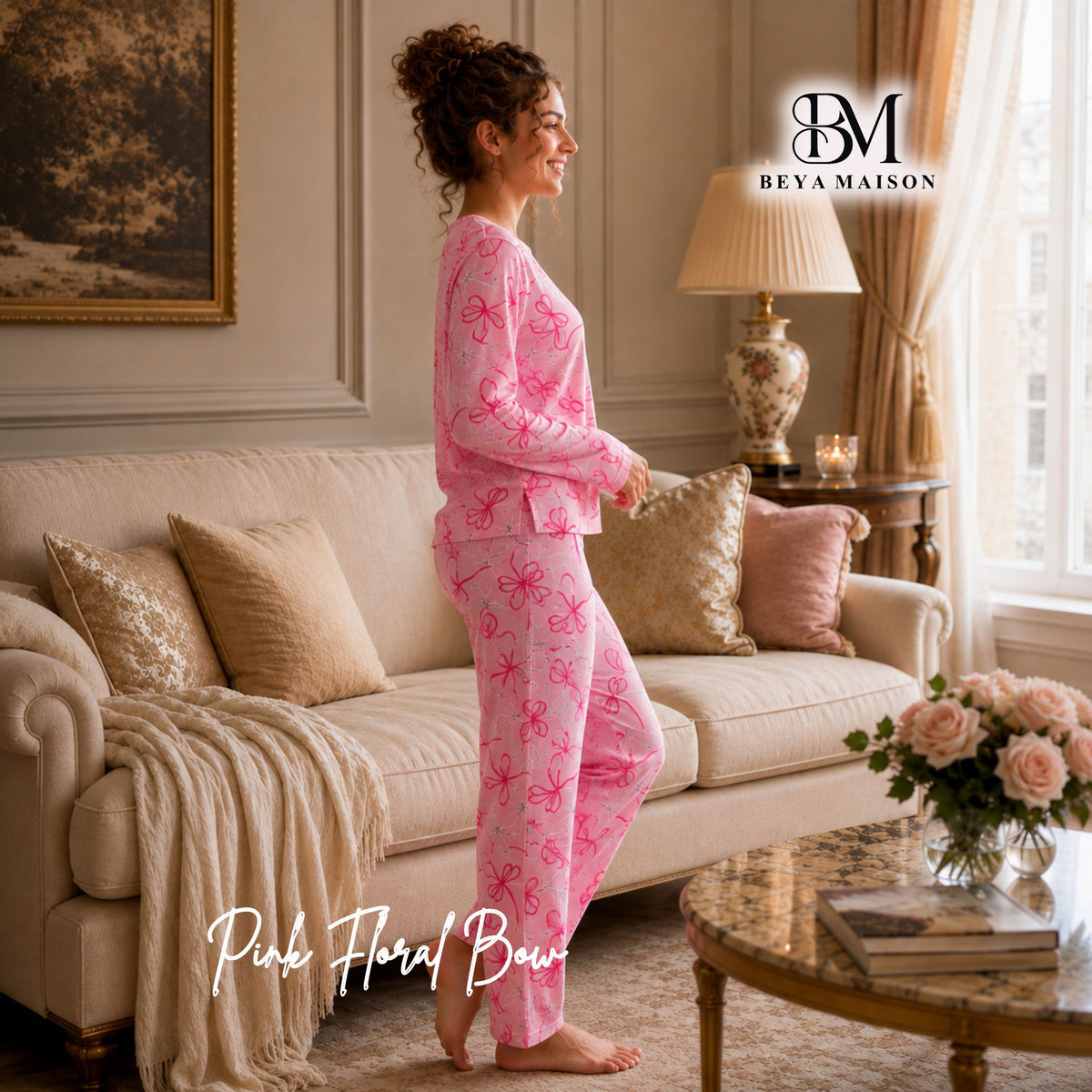 Pink Floral Bow Pajama Set 🌸🩷